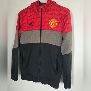 Adidas YouthManchester United Red and Black Jacket (S) Full Zip With Hood